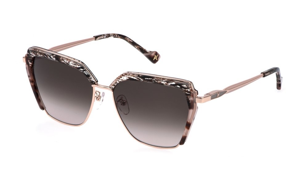 Sunglasses Yalea Dulce SYA219 (08FC) color oro ramato lucido lenses brown gradient pink