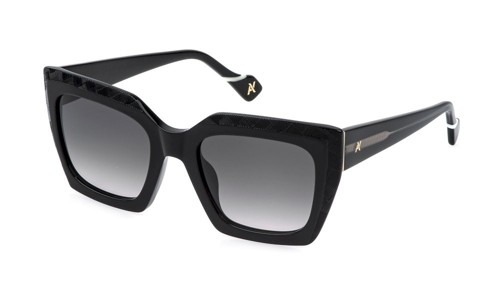 Sunglasses Yalea Elza SYA220 (0700) color nero lucido lenses smoke gradient