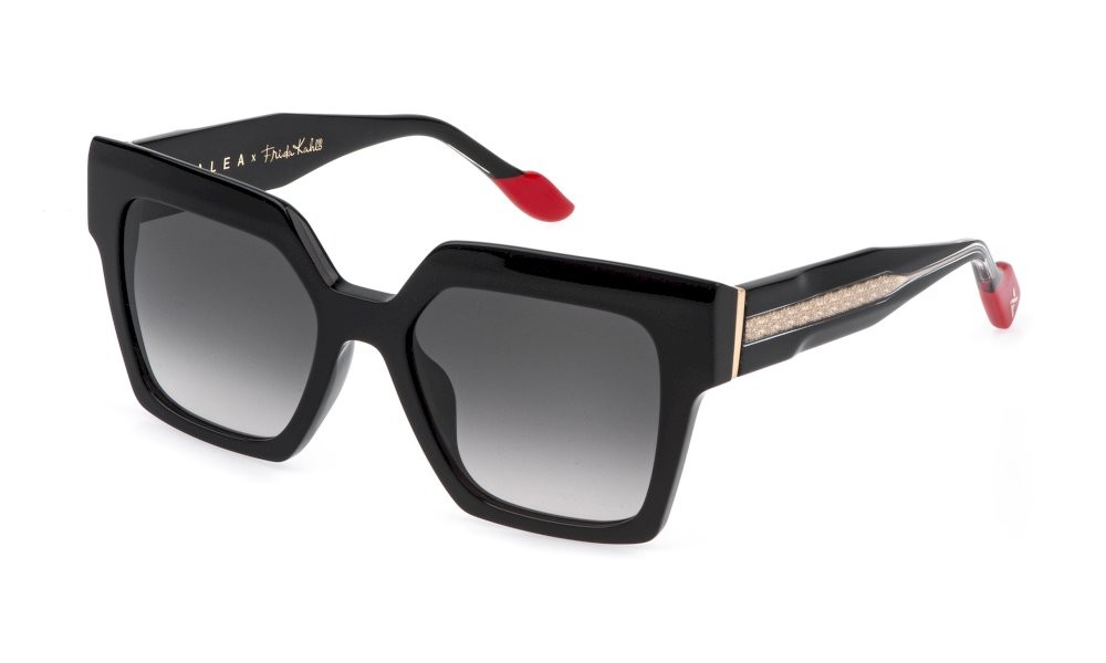 Sunglasses Yalea Frida kahlo SYA225 (0700) color nero lucido lenses smoke gradient