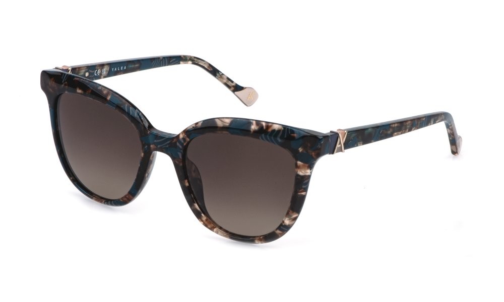 Sunglasses Yalea Halide SYA244 (0UA2) color fantasia marrone/turchese lenses brown gradient brown