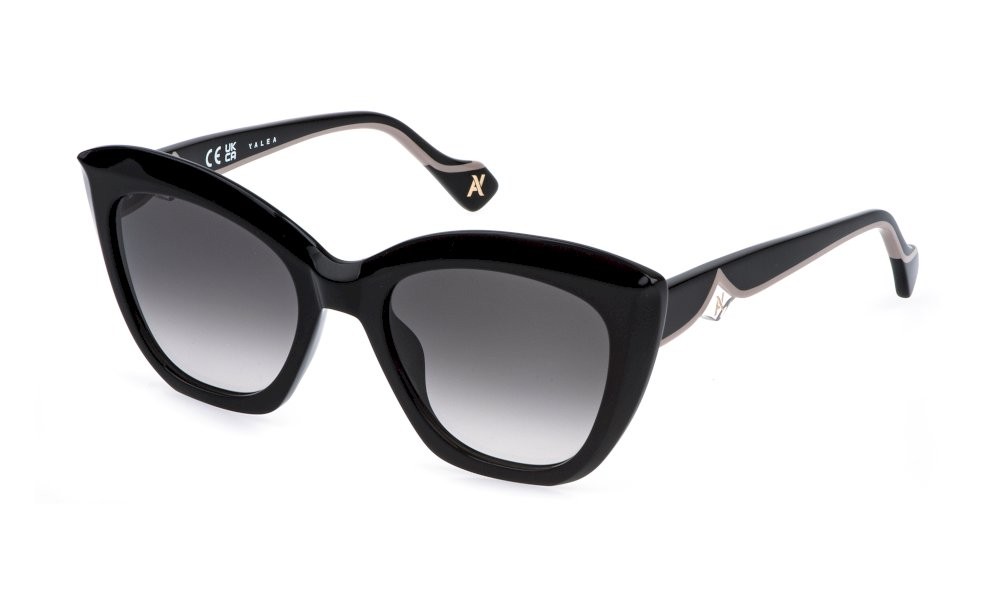 Sunglasses Yalea Natalia SYA247 (0700) color nero lucido lenses smoke gradient