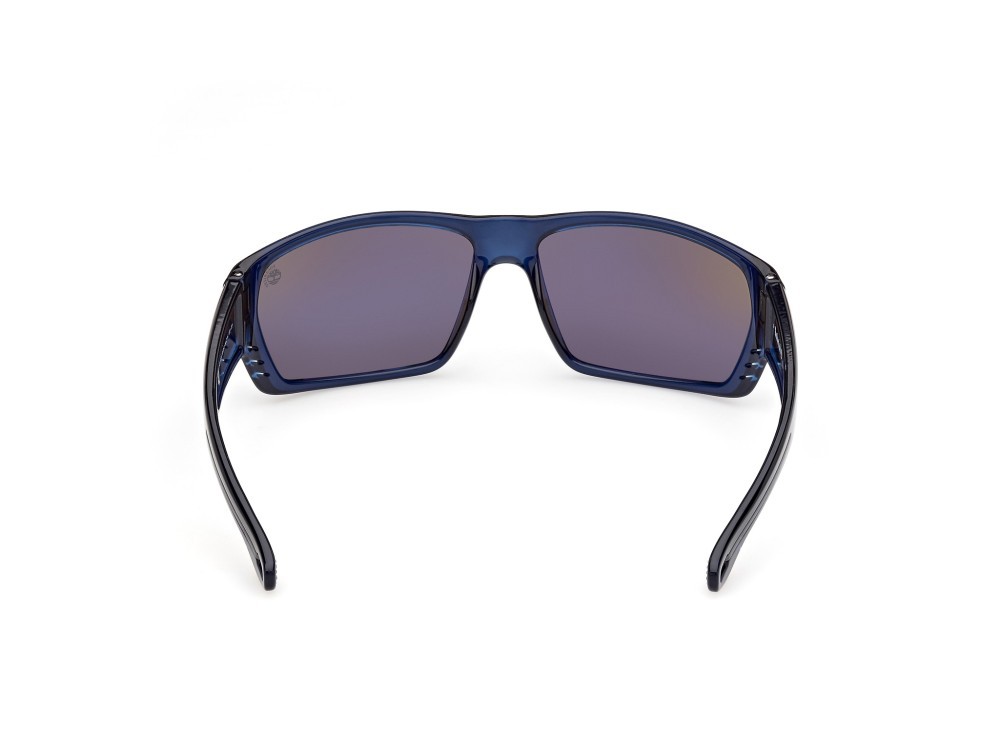Occhiali da sole Timberland TB00002 (90D) colore blu lucido forma rettangolare lenti fumo polar.