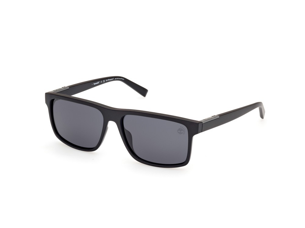Occhiali da sole Timberland TB00006 (02D) colore nero opaco forma rettangolare lenti fumo polar.