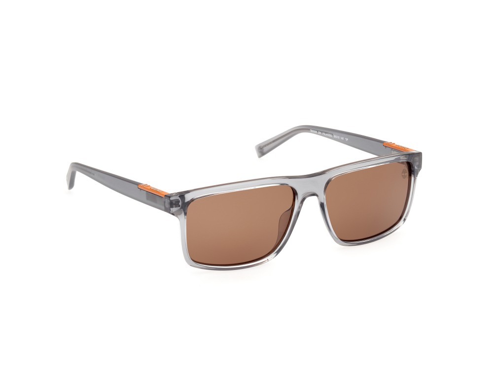 Occhiali da sole Timberland TB00006 (20H) colore grigio lucido forma rettangolare lenti marrone polar.