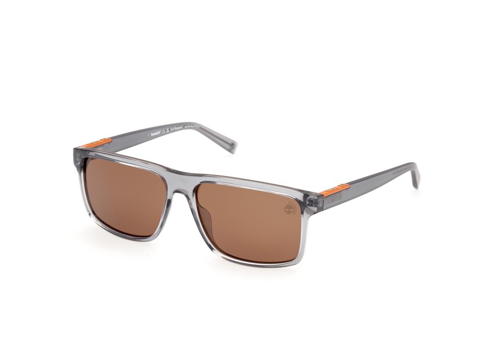 Occhiali da sole Timberland TB00006 (20H) colore grigio lucido forma rettangolare lenti marrone polar.