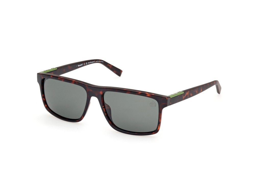 Occhiali da sole Timberland TB00006 (52R) colore avana scura forma rettangolare lenti verde polar.