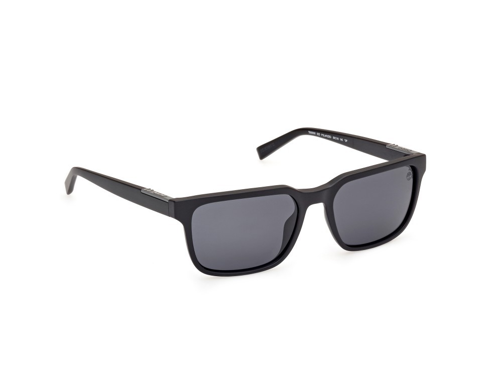 Occhiali da sole Timberland TB00008 (02D) colore nero opaco forma quadrato lenti fumo polar.