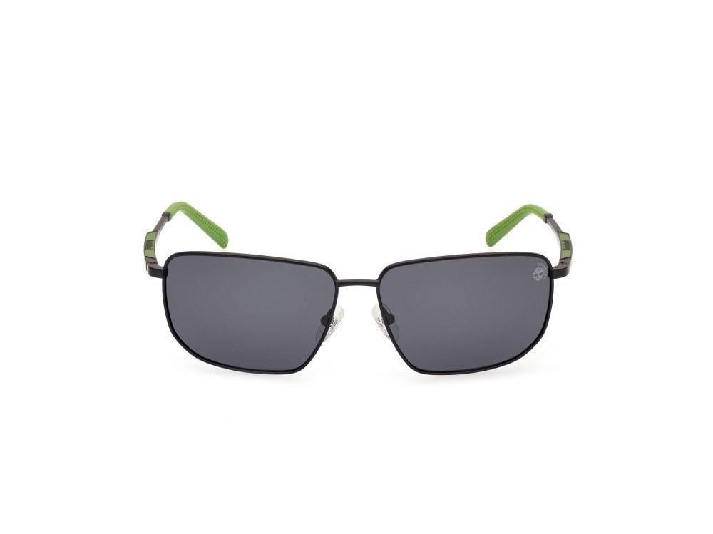 Occhiali da sole Timberland TB00010 (02D) colore nero opaco forma rettangolare lenti fumo polar.