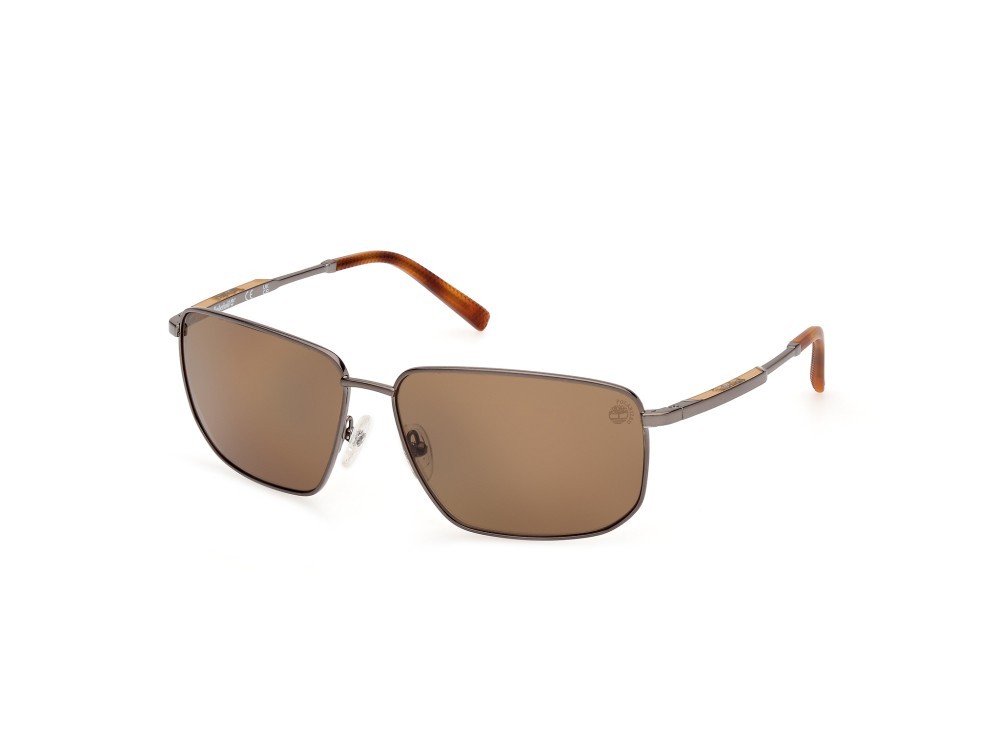 Occhiali da sole Timberland TB00010 (06H) colore rutenio scuro lucido forma rettangolare lenti marrone polar.