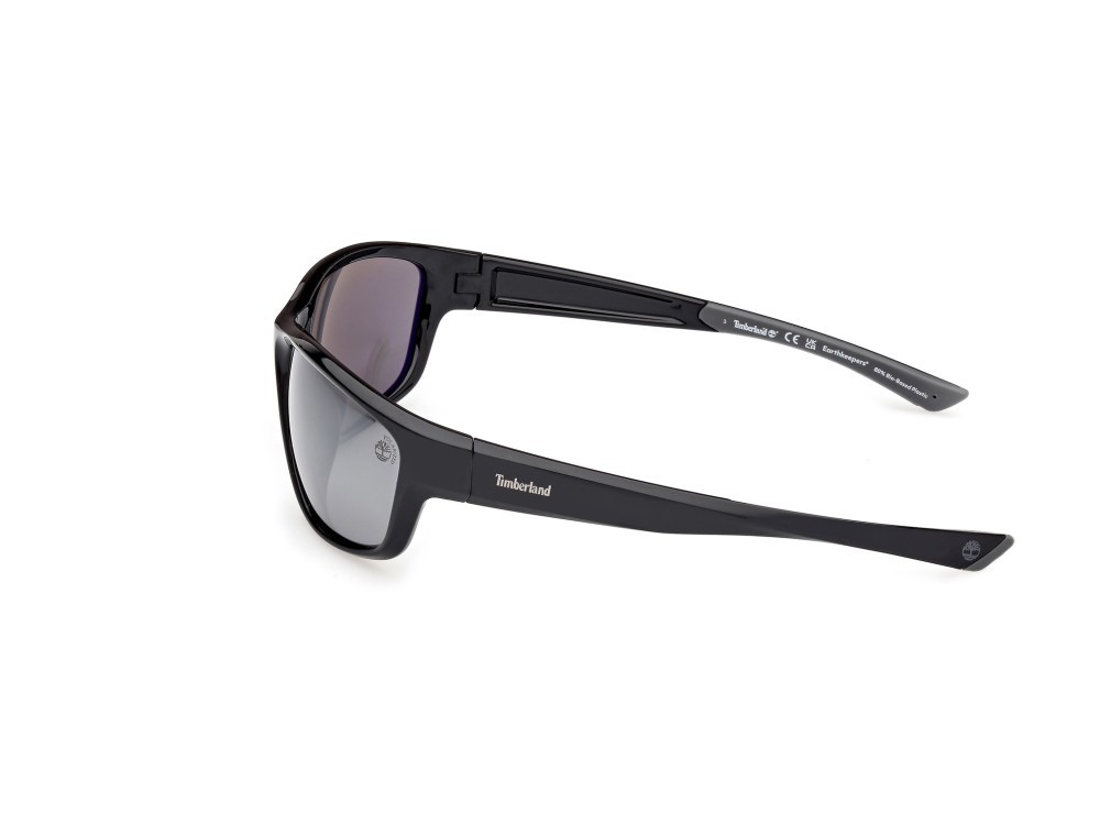 Occhiali da sole Timberland TB00024 (01D) colore nero lucido forma rettangolare lenti fumo polar.