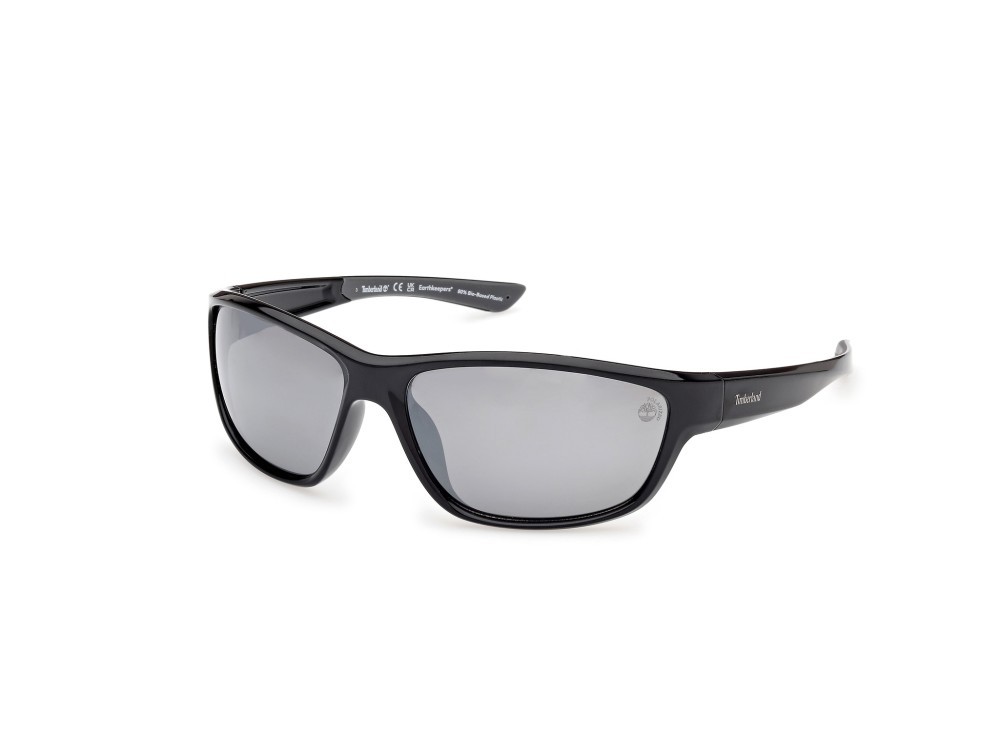 Occhiali da sole Timberland TB00024 (01D) colore nero lucido forma rettangolare lenti fumo polar.