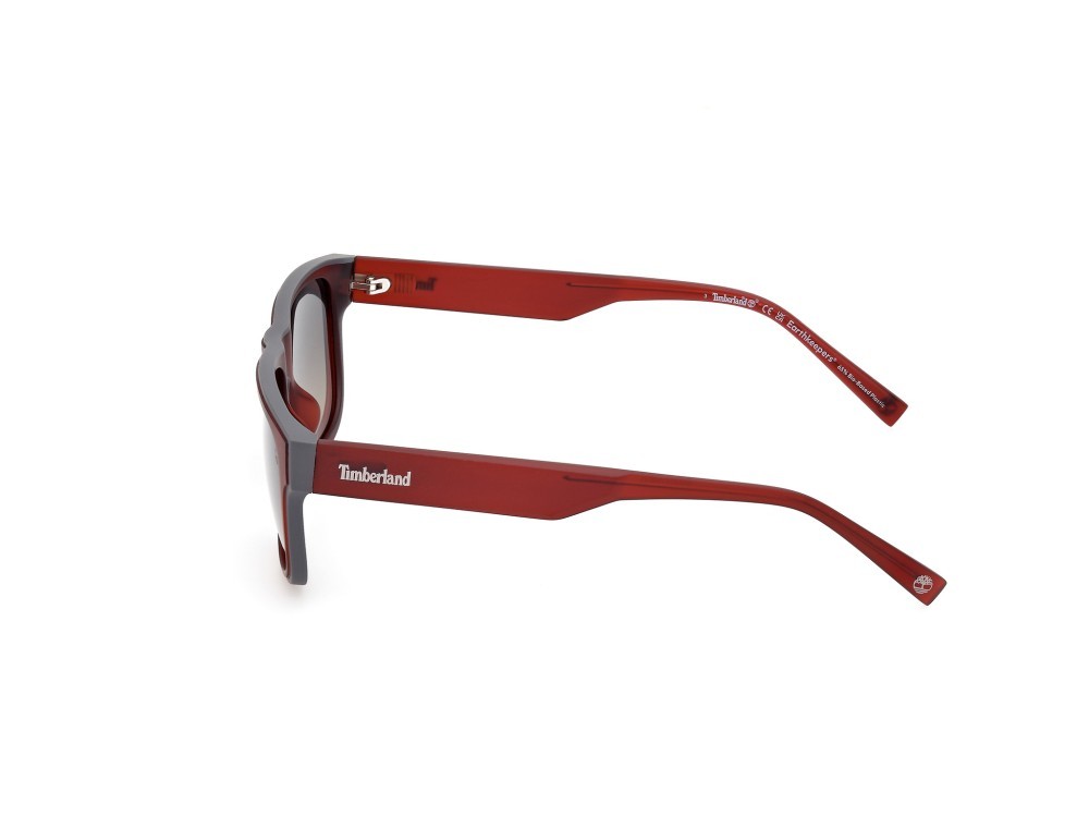 Sonnenbrillen Timberland TB00025 (67R) farbe rosso scuro opaco form rechteckig gläser verde polar.
