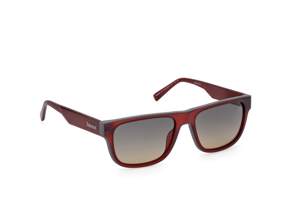 Sonnenbrillen Timberland TB00025 (67R) farbe rosso scuro opaco form rechteckig gläser verde polar.