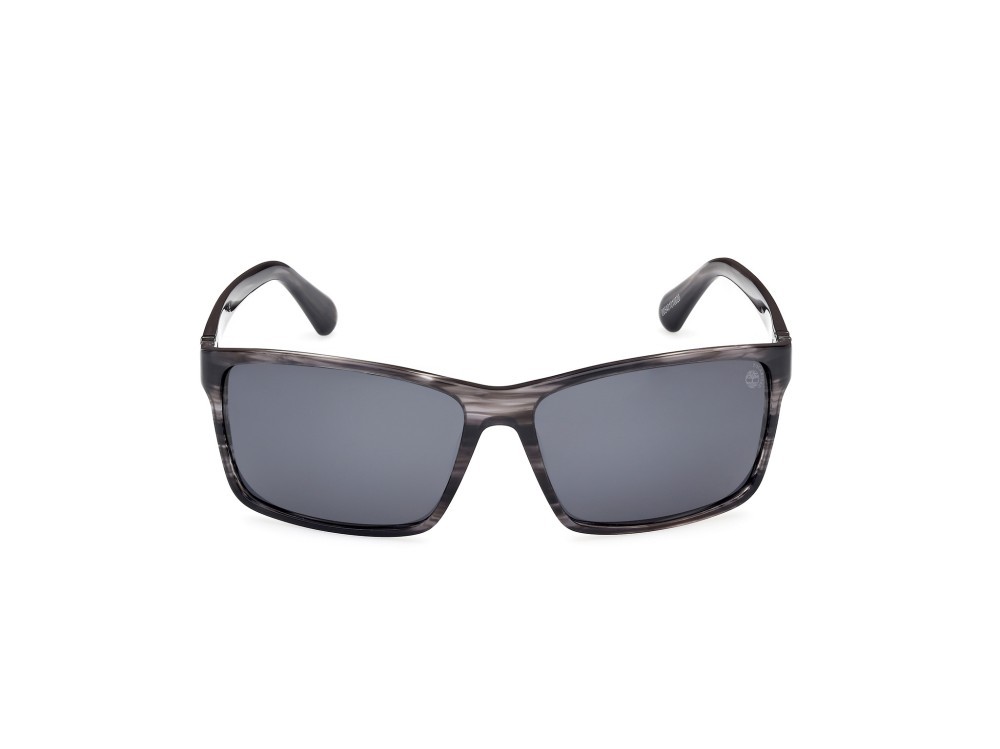 Occhiali da sole Timberland TB00032 (01R) colore nero lucido forma rettangolare lenti verde polar.