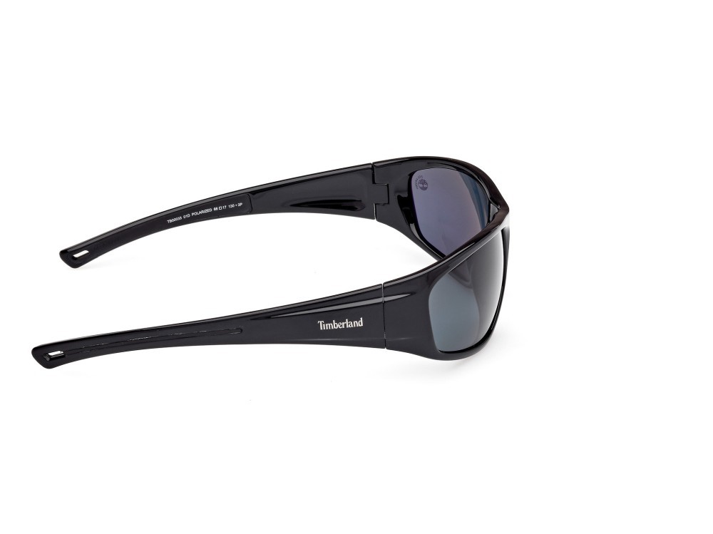 Occhiali da sole Timberland TB00033 (01D) colore nero lucido forma mask lenti fumo polar.