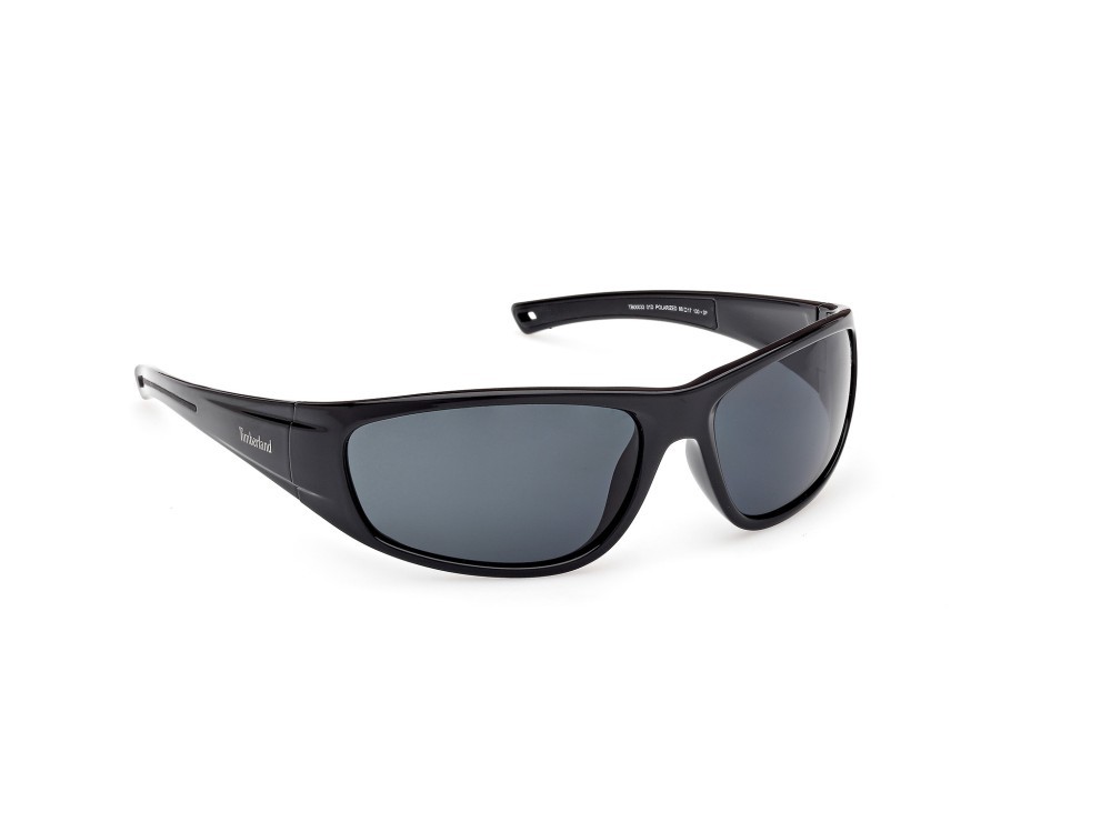 Occhiali da sole Timberland TB00033 (01D) colore nero lucido forma mask lenti fumo polar.