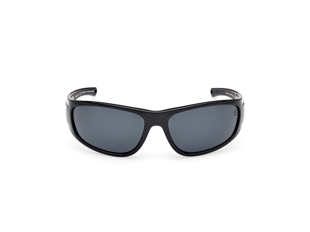 Occhiali da sole Timberland TB00033 (01D) colore nero lucido forma mask lenti fumo polar.
