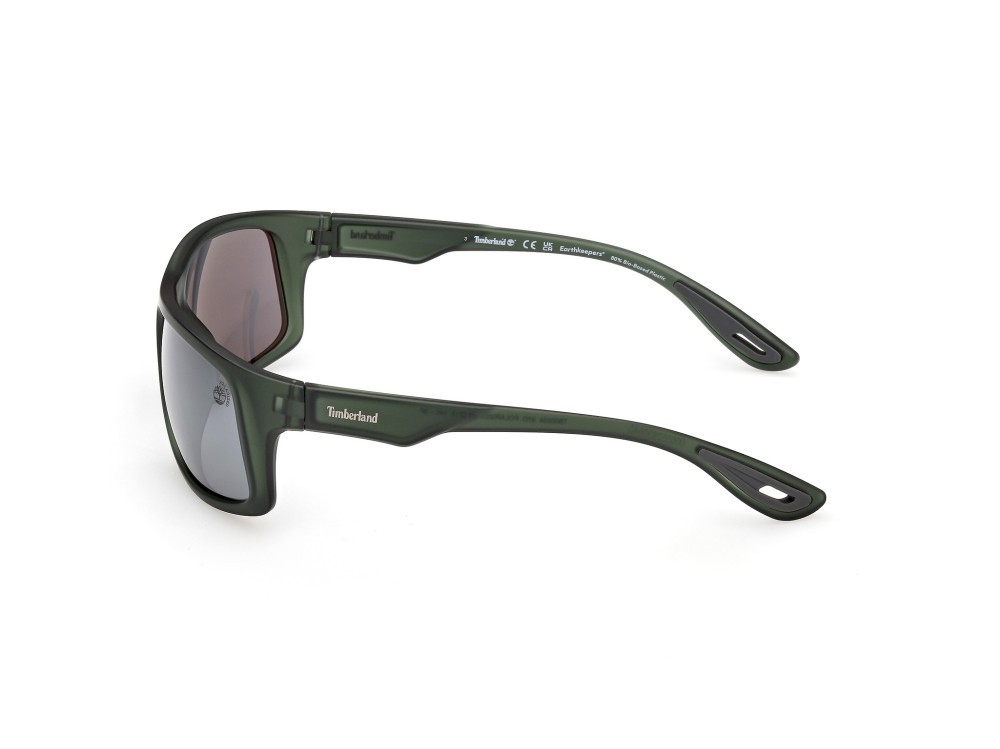 Sunglasses Timberland TB00034 (97D) color verde scuro opaco shape rectangle lenses fumo grad.
