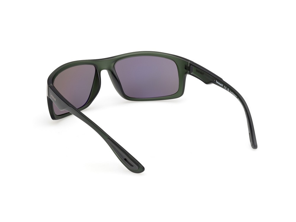 Sunglasses Timberland TB00034 (97D) color verde scuro opaco shape rectangle lenses fumo grad.