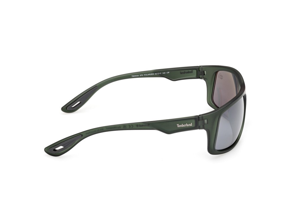 Sunglasses Timberland TB00034 (97D) color verde scuro opaco shape rectangle lenses fumo grad.