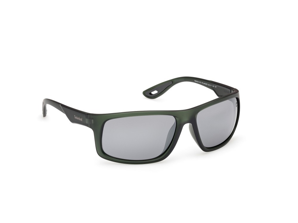 Sunglasses Timberland TB00034 (97D) color verde scuro opaco shape rectangle lenses fumo grad.
