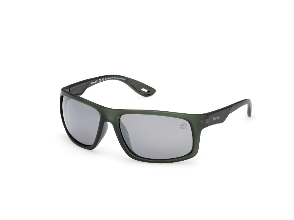 Sunglasses Timberland TB00034 (97D) color verde scuro opaco shape rectangle lenses fumo grad.