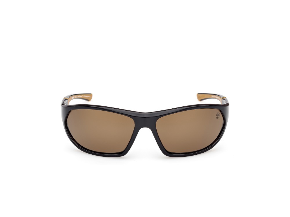 Occhiali da sole Timberland TB00035 (01H) colore nero lucido  forma rettangolare lenti marrone polar.