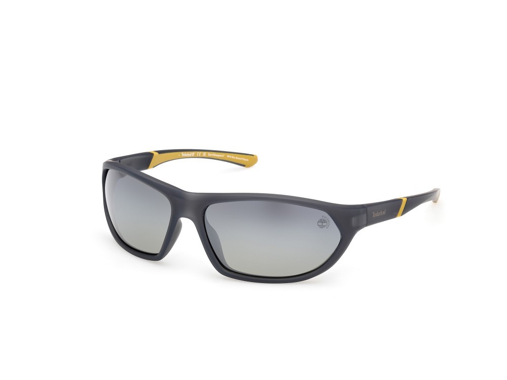Occhiali da sole Timberland TB00035 (20D) colore grigio opaco forma rettangolare lenti blu sfumato