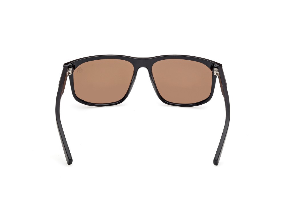 Occhiali da sole Timberland TB00036-H (01H) colore nero lucido - nero opaco forma rettangolare lenti marrone polar.