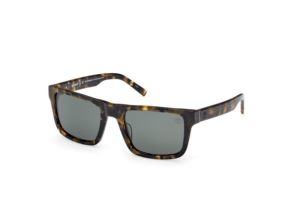 Occhiali da sole Timberland TB00042 (55R) colore giallo - avana forma quadrato lenti verde polar.