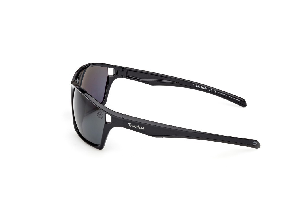Occhiali da sole Timberland TB00055 (01D) colore nero lucido forma rettangolare lenti fumo polar.