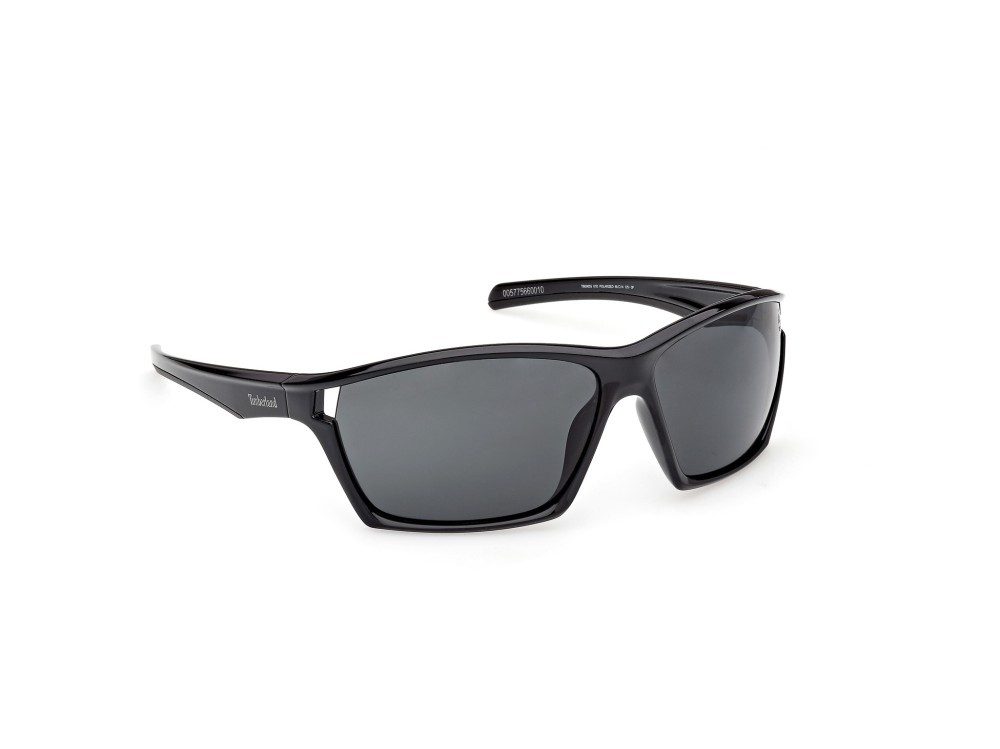 Occhiali da sole Timberland TB00055 (01D) colore nero lucido forma rettangolare lenti fumo polar.