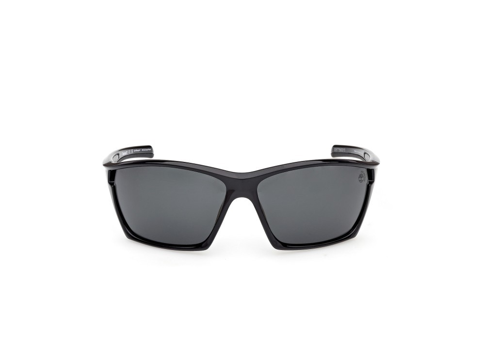 Occhiali da sole Timberland TB00055 (01D) colore nero lucido forma rettangolare lenti fumo polar.