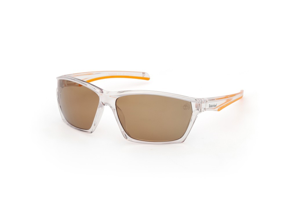 Occhiali da sole Timberland TB00055 (26H) colore cristallo  forma rettangolare lenti marrone polar.