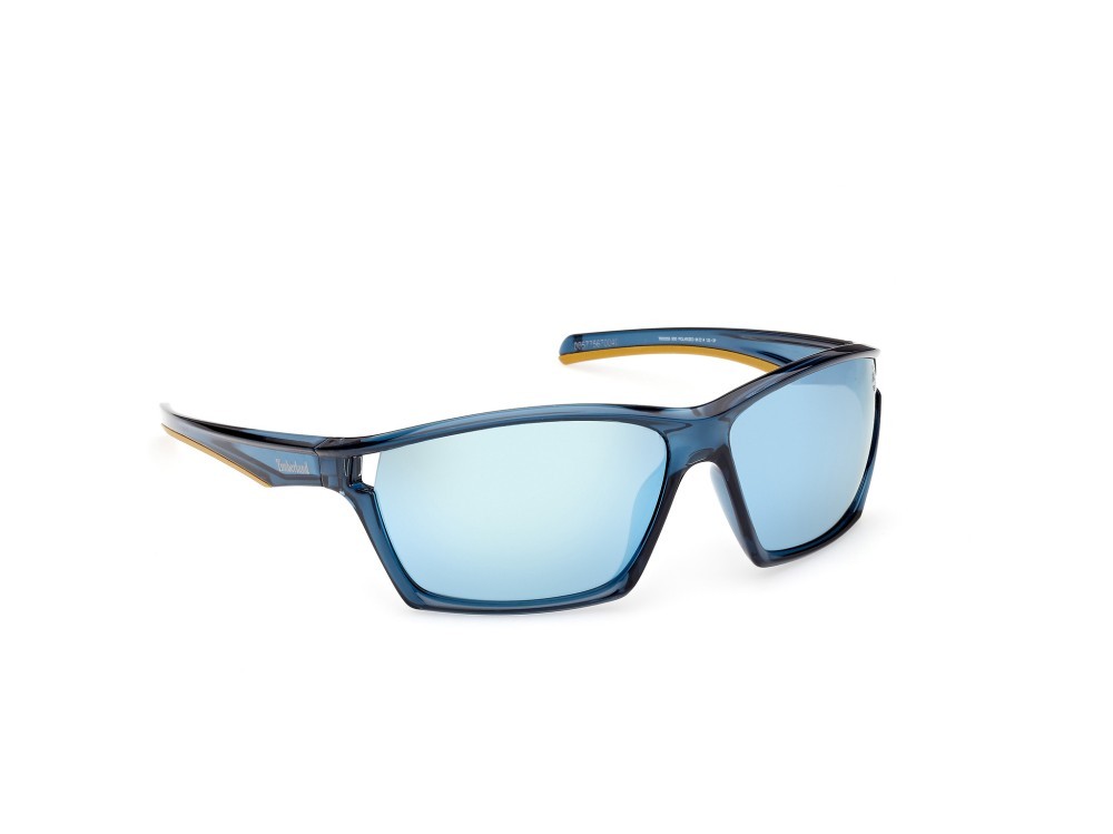 Occhiali da sole Timberland TB00055 (90D) colore blu lucido  forma rettangolare lenti blu polar.