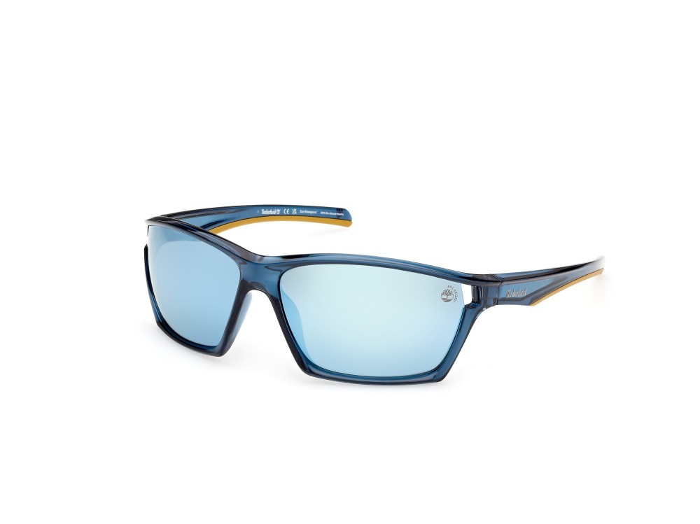 Occhiali da sole Timberland TB00055 (90D) colore blu lucido  forma rettangolare lenti blu polar.
