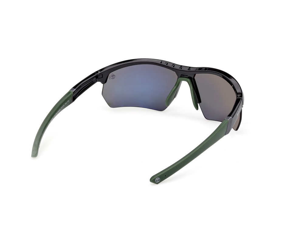 Occhiali da sole Timberland TB00056 (01R) colore nero lucido  forma rettangolare lenti verde polar.