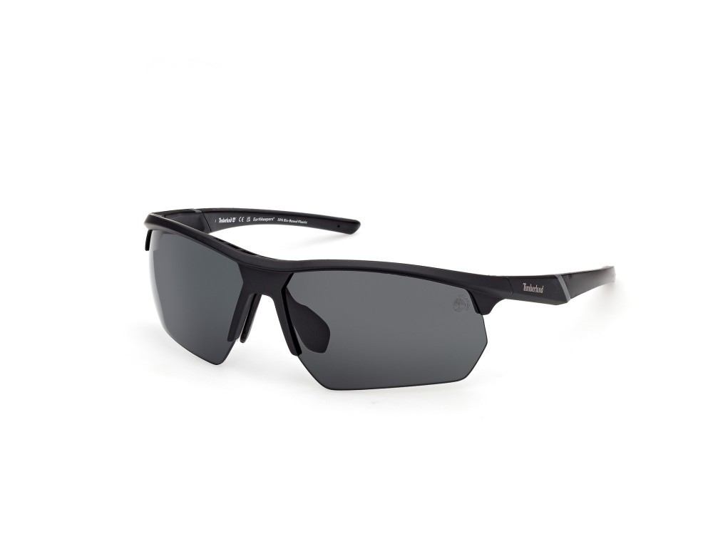 Occhiali da sole Timberland TB00056 (02D) colore nero lucido forma rettangolare lenti fumo polar.
