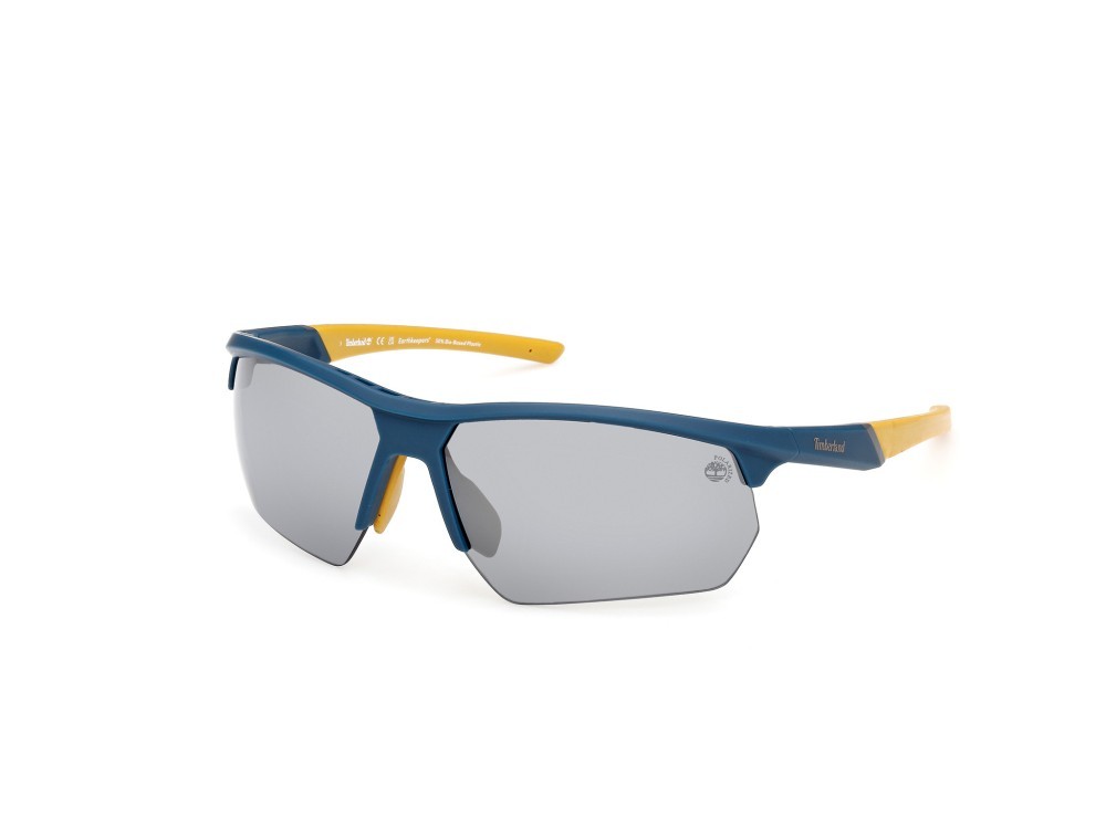 Occhiali da sole Timberland TB00056 (91D) colore blu opaco forma rettangolare lenti fumo polar.