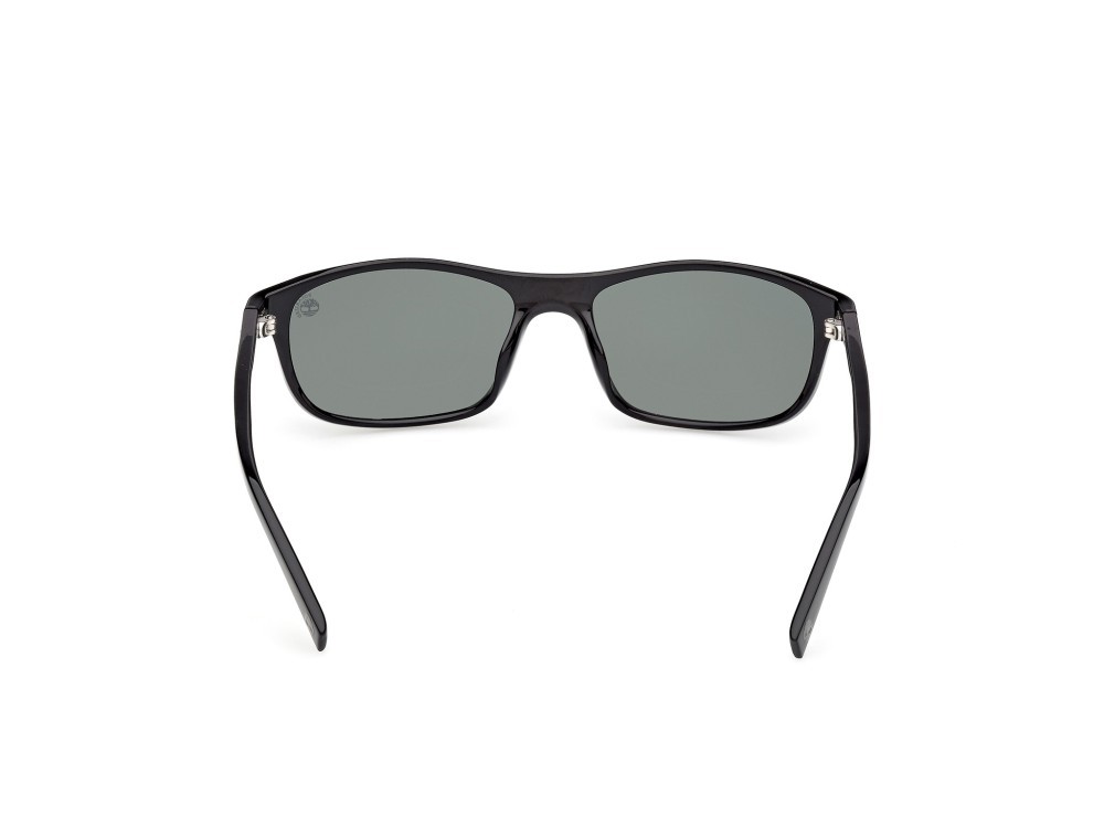 Sunglasses Timberland TB00057-H (01R) color nero lucido shape rectangle lenses verde polar.