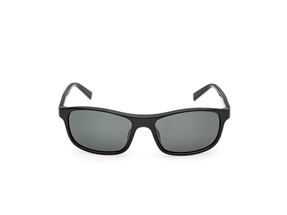 Sunglasses Timberland TB00057-H (01R) color nero lucido shape rectangle lenses verde polar.
