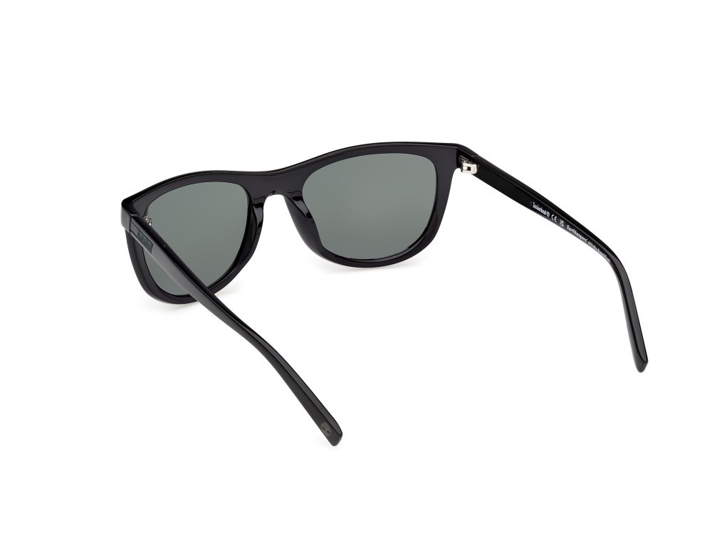 Sunglasses Timberland TB00058 (01R) color nero lucido shape square lenses verde polar.