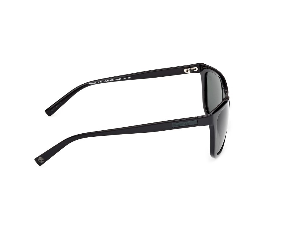 Sunglasses Timberland TB00058 (01R) color nero lucido shape square lenses verde polar.