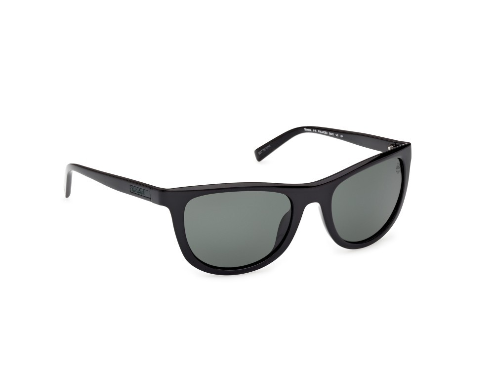 Sunglasses Timberland TB00058 (01R) color nero lucido shape square lenses verde polar.
