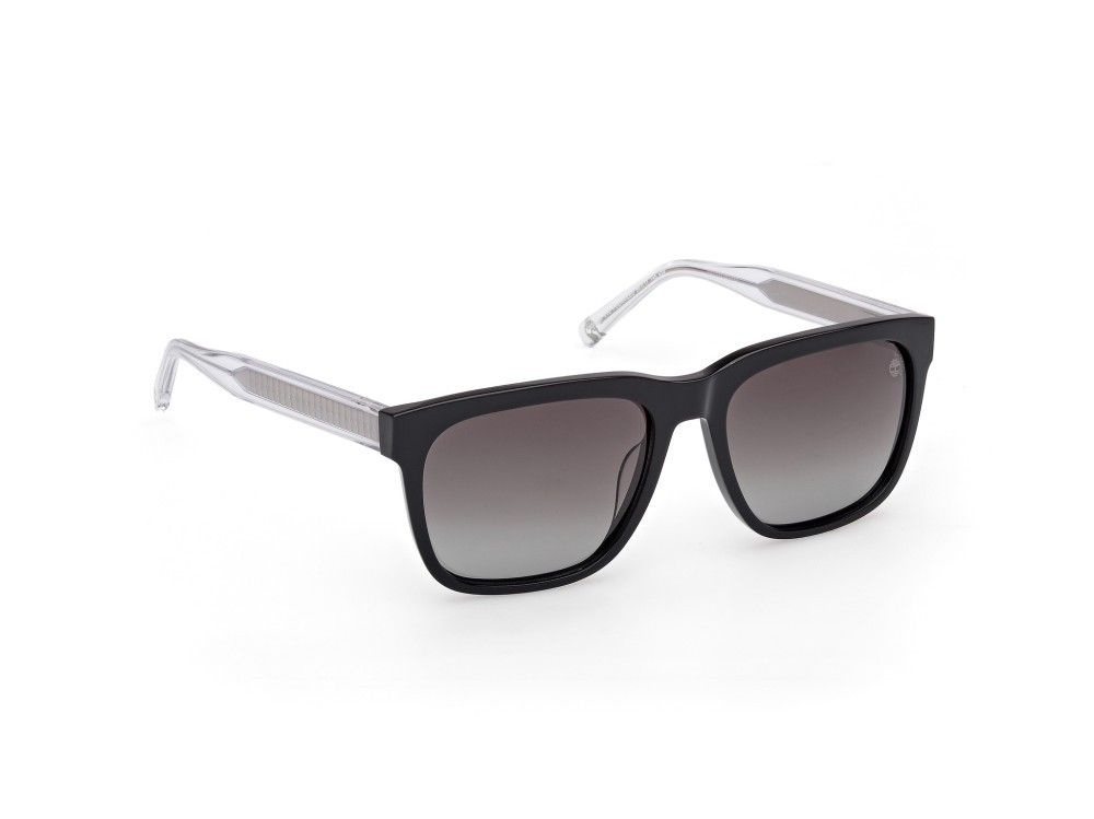 Sunglasses Timberland TB00059 (01D) color nero lucido - cristallo shape square lenses fumo grad.
