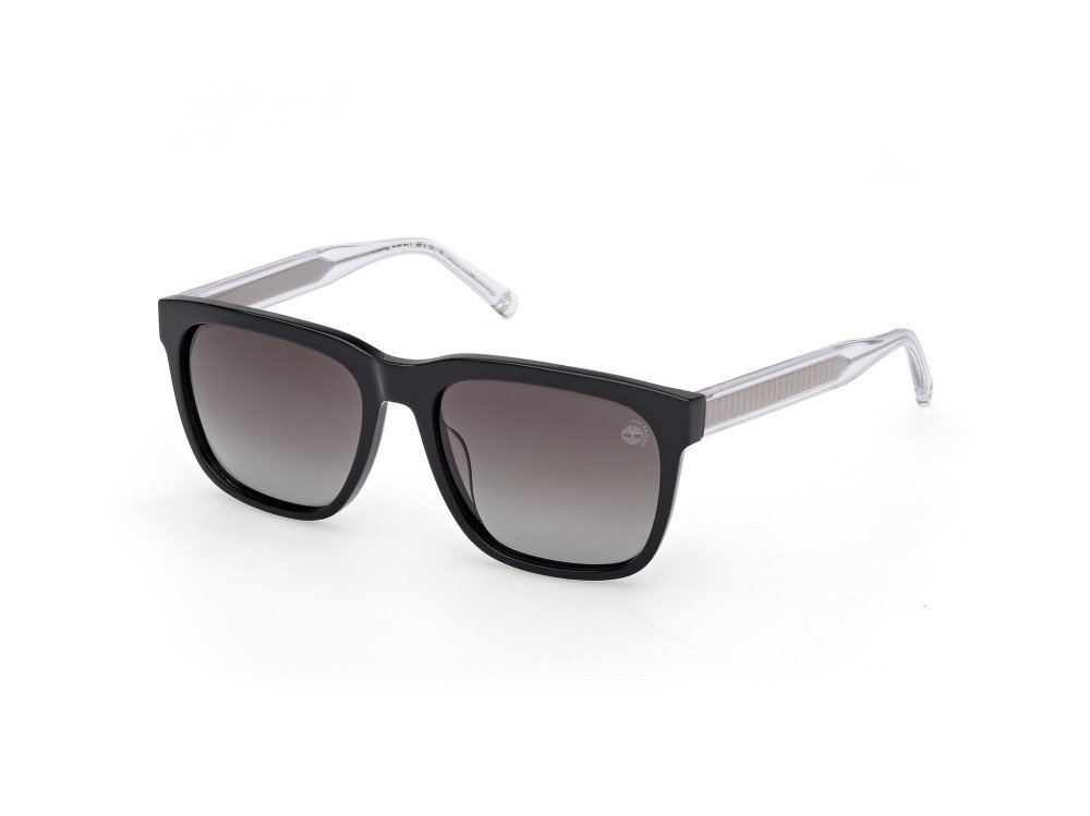 Sunglasses Timberland TB00059 (01D) color nero lucido - cristallo shape square lenses fumo grad.