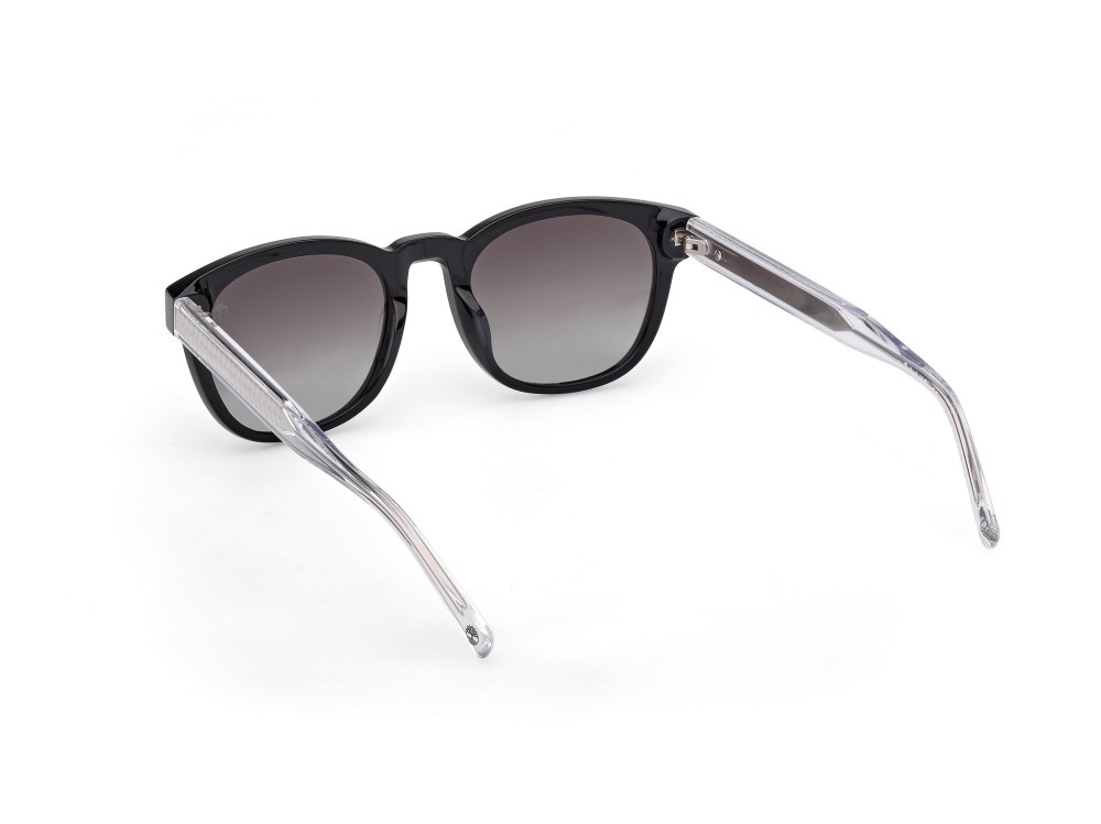 Sunglasses Timberland TB00060 (01D) color nero lucido - cristallo shape round lenses fumo polar.