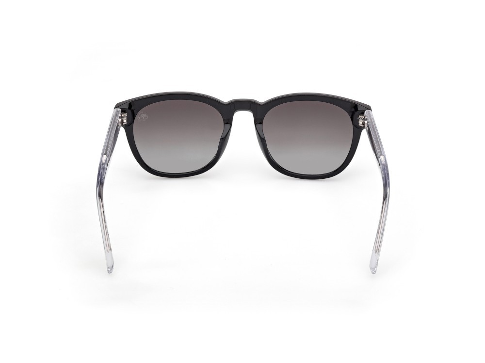 Sunglasses Timberland TB00060 (01D) color nero lucido - cristallo shape round lenses fumo polar.