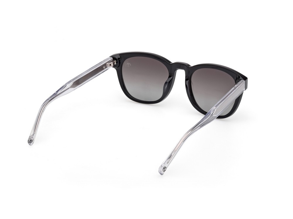 Sunglasses Timberland TB00060 (01D) color nero lucido - cristallo shape round lenses fumo polar.
