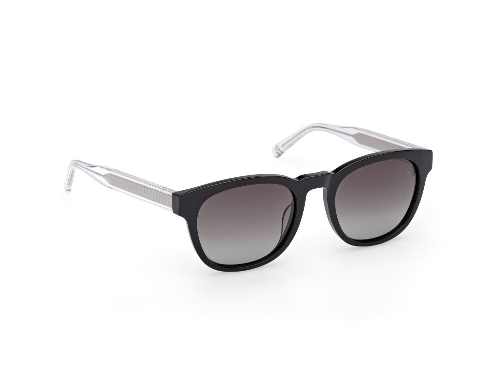 Sunglasses Timberland TB00060 (01D) color nero lucido - cristallo shape round lenses fumo polar.